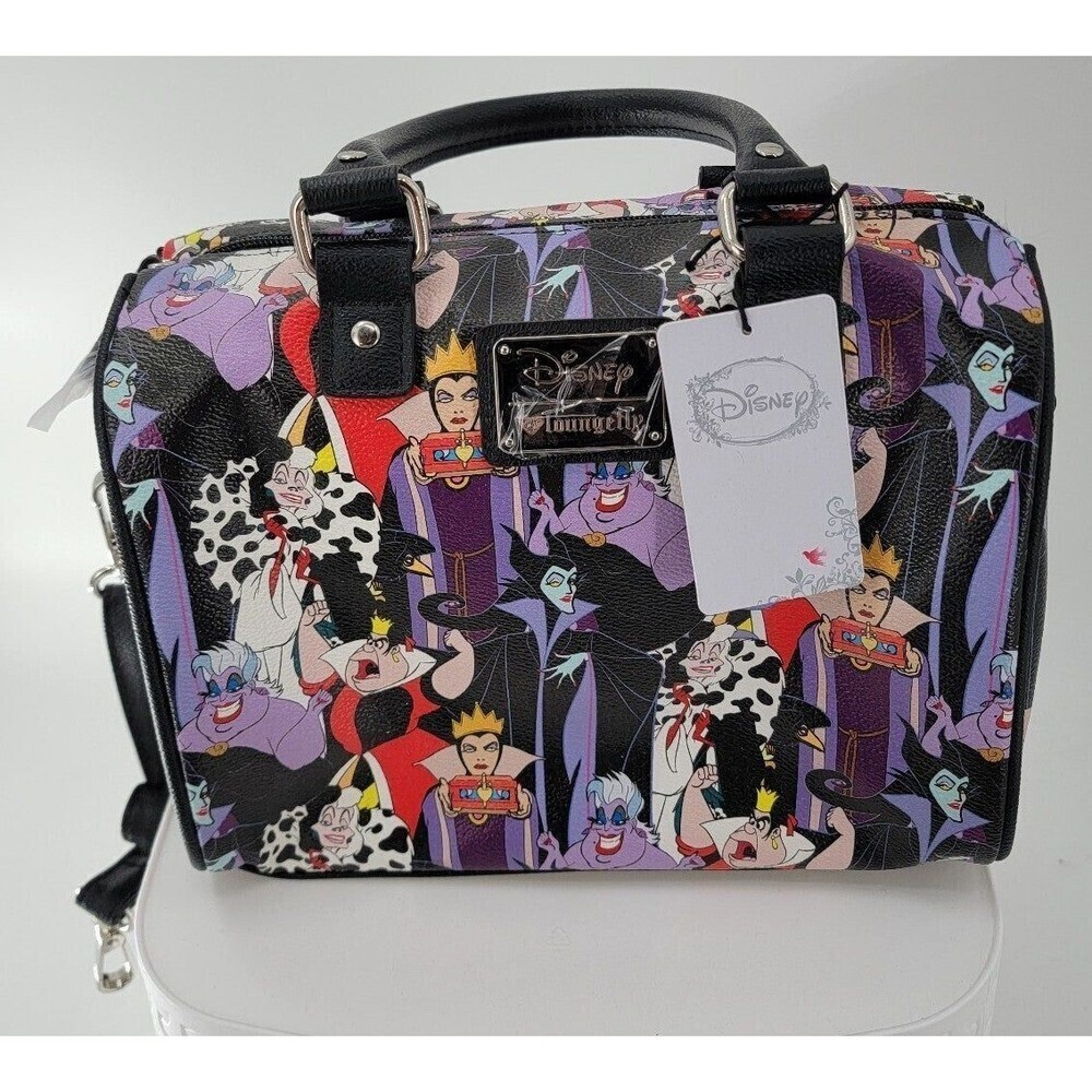 Loungefly Disney Villains Classic All Over Print Faux Leather Crossbody Handbag